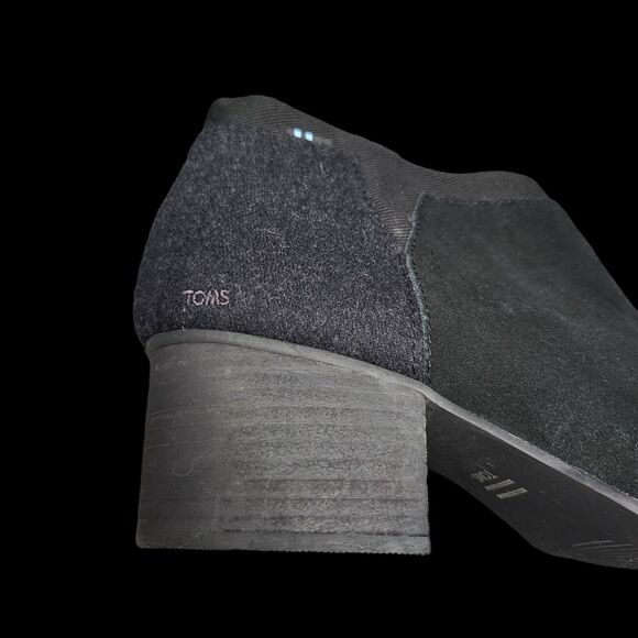 Toms Womens Booties Boots Shoes Size 8.5 Solid Black Wool Leather Ankle Zipper - Picture 6 of 9